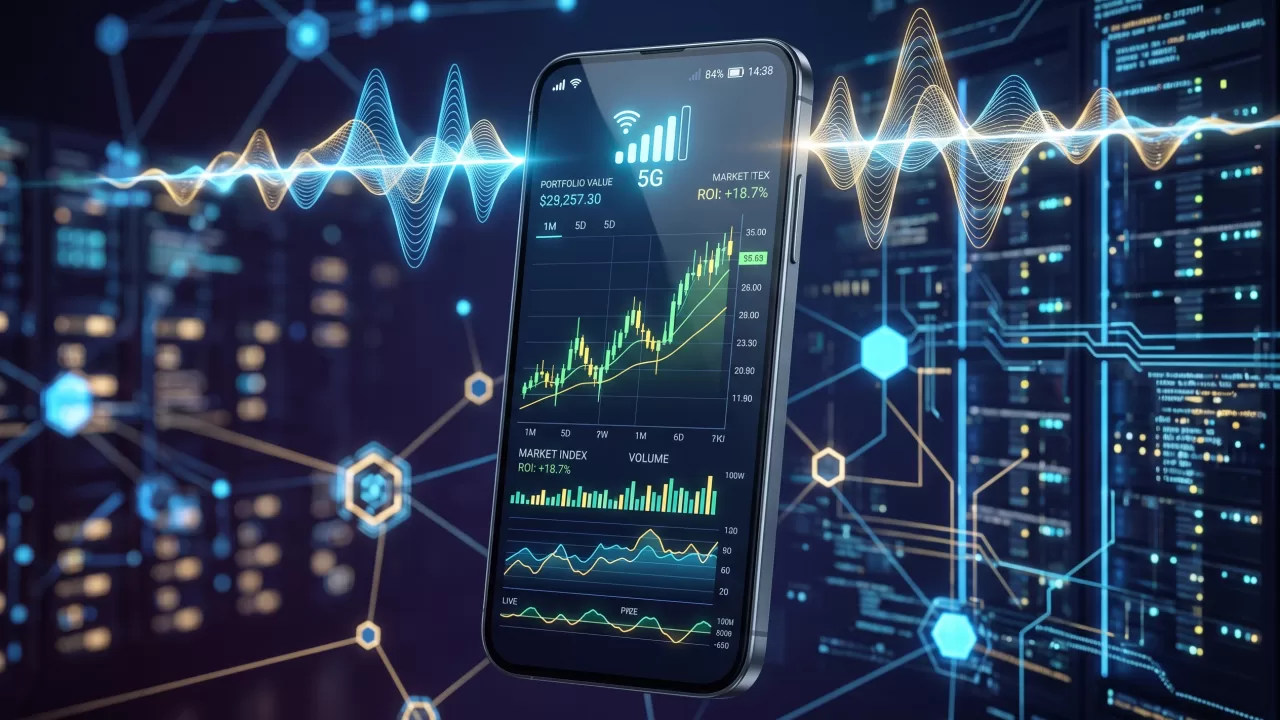 رسم توضيحي يعبر عن تذبذب خدمات التطبيقات المصرفية الرقمية وحركة نقل البيانات المالية في الخوادم